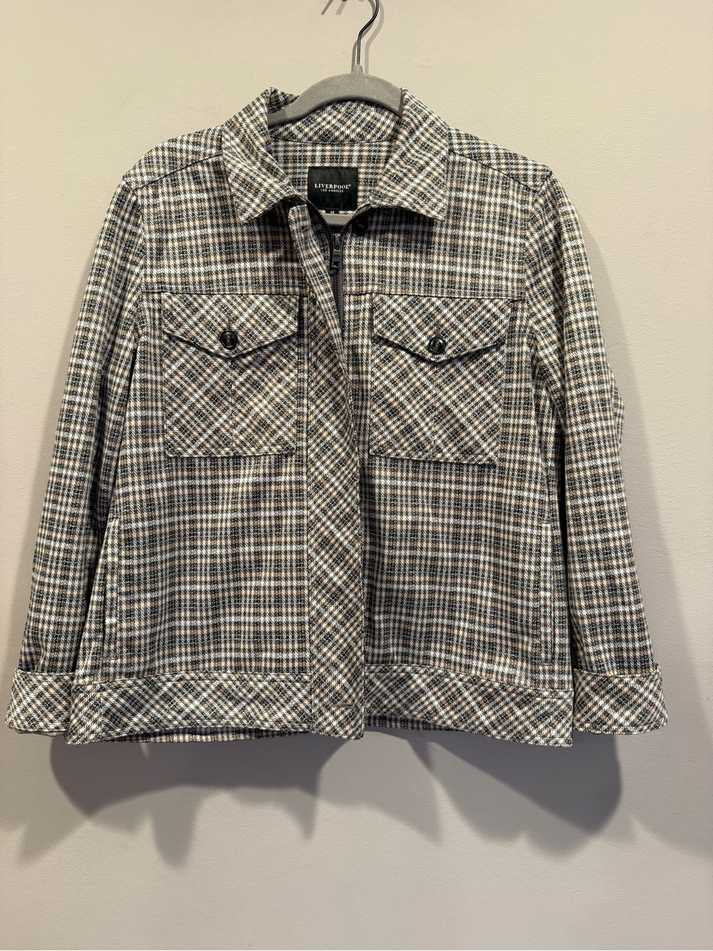 Liverpool Los Angeles Plaid Utility Zip-Front Jacket Size